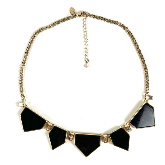 Express Black Spike Rhinestone Gold Chain Collar Necklace